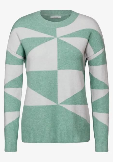Gemusterter Pullover glaced green melange
