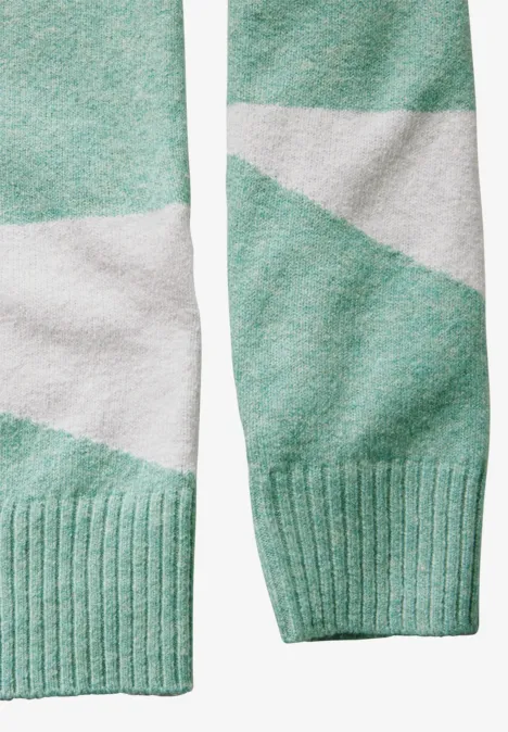 Gemusterter Pullover glaced green melange