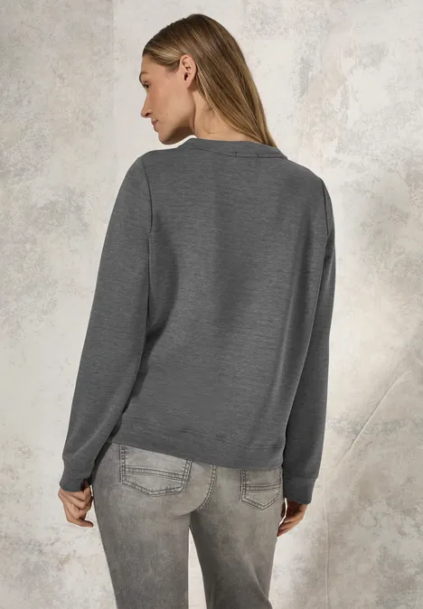 Silk-Look Sweater mit Print flint grey melange