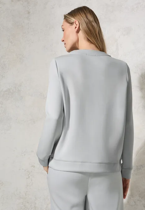 Silk-Look Sweater mit Print platinum grey