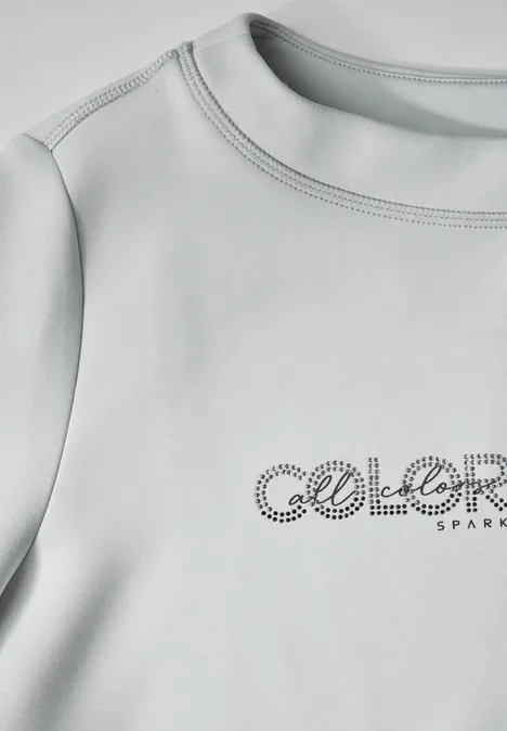 Silk-Look Sweater mit Print platinum grey