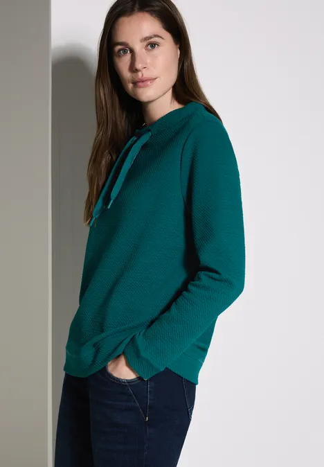 Struktur-Sweatshirt petrol green