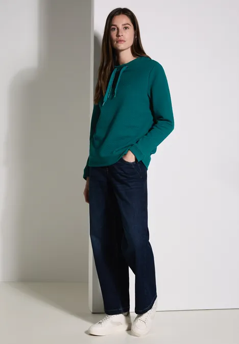 Struktur-Sweatshirt petrol green