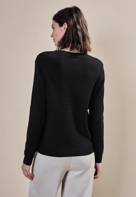 Pullover mit Rippstrukturmix Black