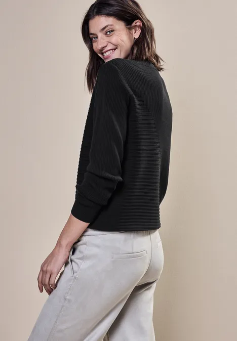 Pullover mit Rippstrukturmix Black