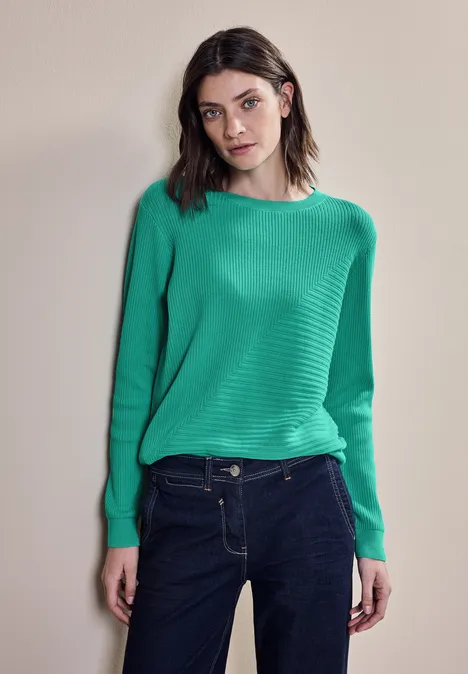 Pullover mit Rippstrukturmix aventurine green
