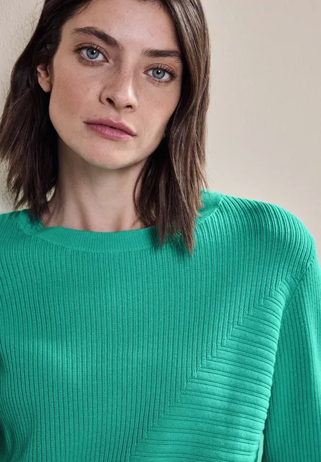 Pullover mit Rippstrukturmix aventurine green