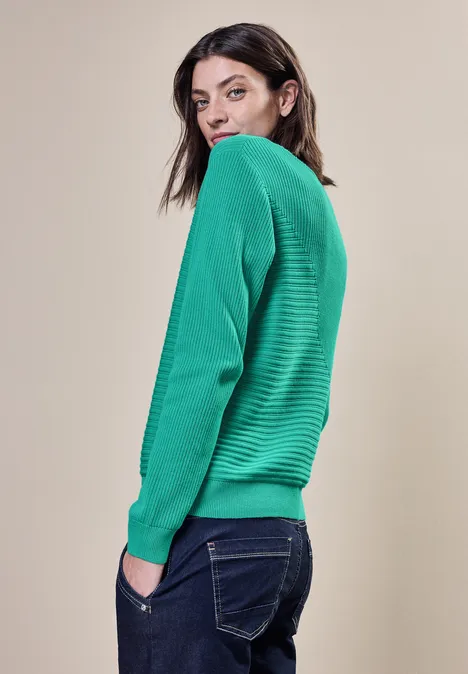 Pullover mit Rippstrukturmix aventurine green
