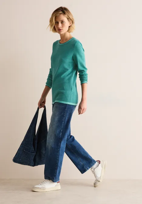 Two Tone Pullover petrol green