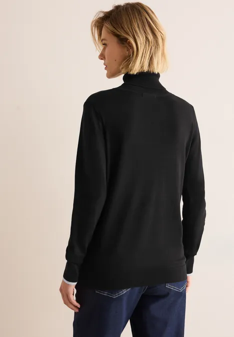 Basic Rollkragen-Pullover Black