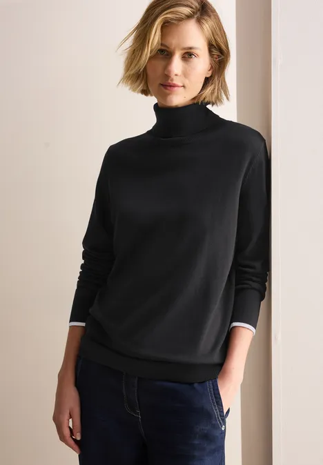 Basic Rollkragen-Pullover Black
