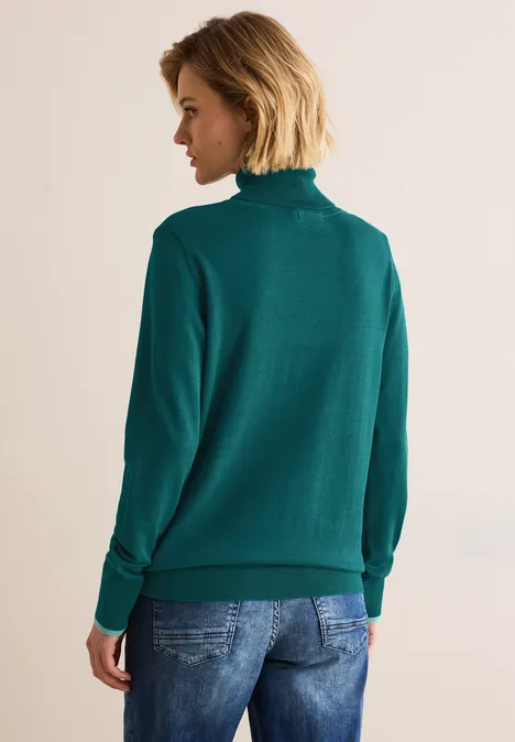 Basic Rollkragen-Pullover petrol green