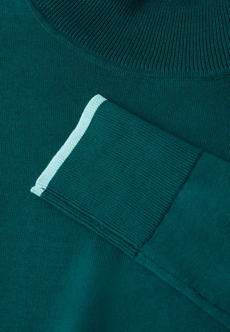 Basic Rollkragen-Pullover petrol green