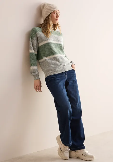 Strukturpullover glaced green melange