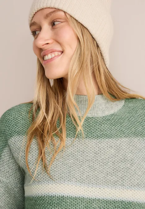 Strukturpullover glaced green melange