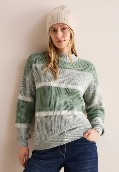 Strukturpullover glaced green melange