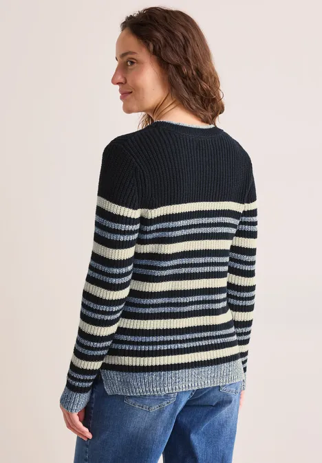 Gestreifter Mouliné Pullover universal blue