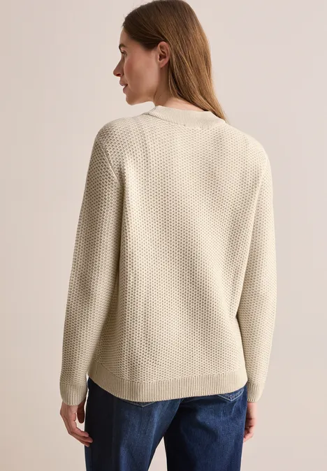 Two-Tone Strukturpullover pearl beige