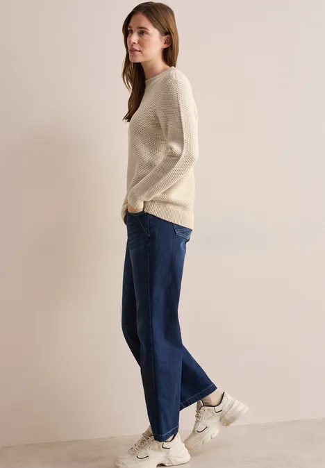 Two-Tone Strukturpullover pearl beige
