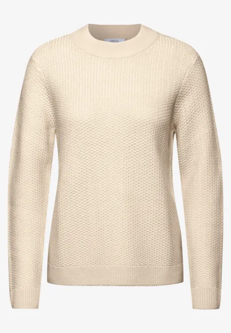 Two-Tone Strukturpullover pearl beige