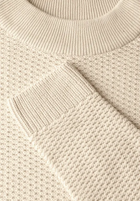 Two-Tone Strukturpullover pearl beige