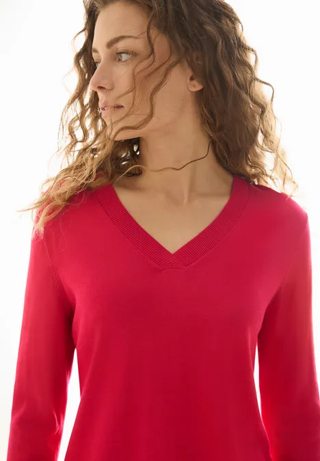 V-Neck Pullover granita red