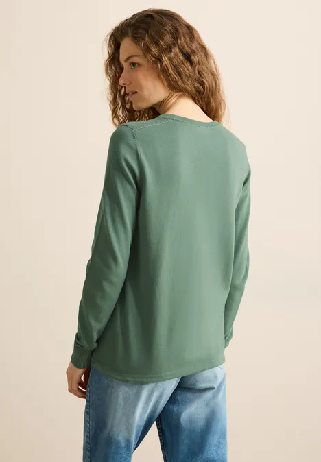 Pullover mit Mesh-Detail raw salvia green