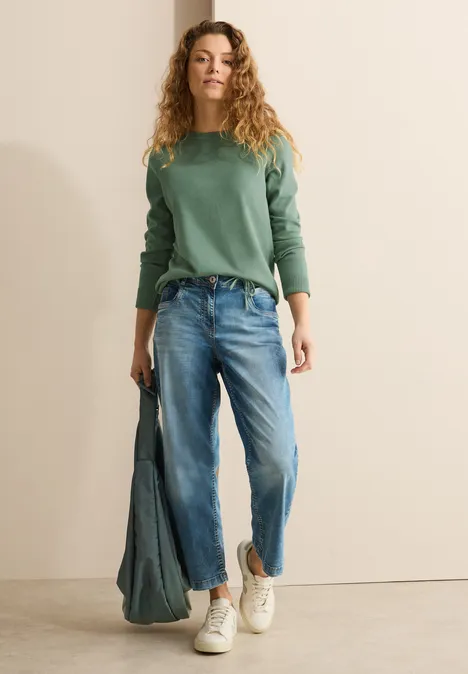 Pullover mit Mesh-Detail raw salvia green