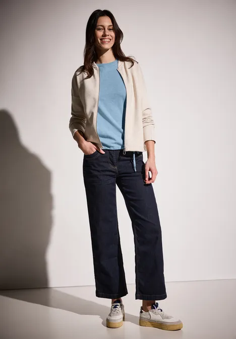 Pullover mit Mesh-Detail light blue melange