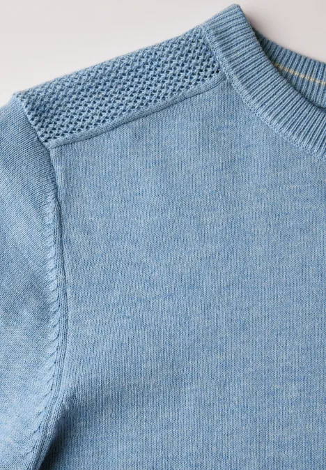 Pullover mit Mesh-Detail light blue melange