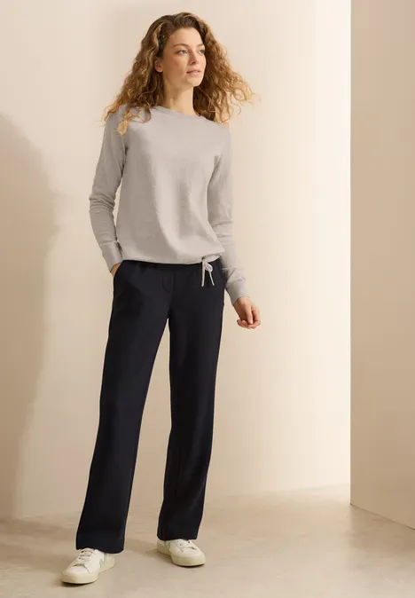 Pullover mit Mesh-Detail pearl beige mel.