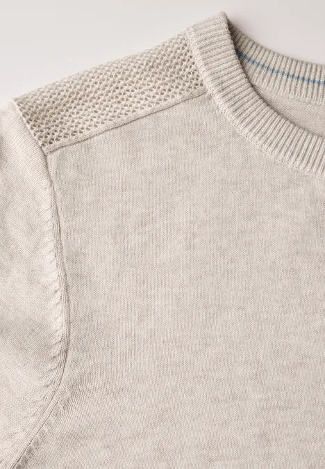 Pullover mit Mesh-Detail pearl beige mel.