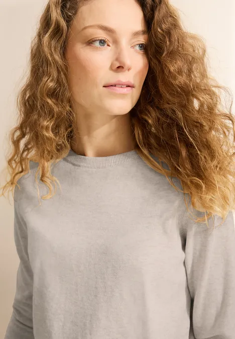 Pullover mit Mesh-Detail pearl beige mel.
