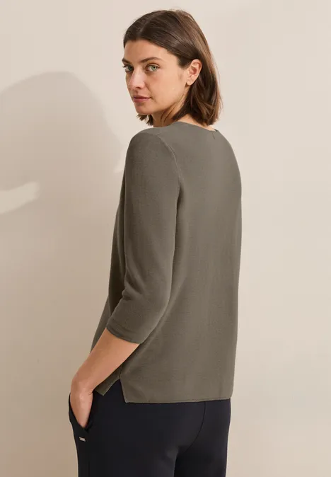 Trui met structuur smoky taupe melange