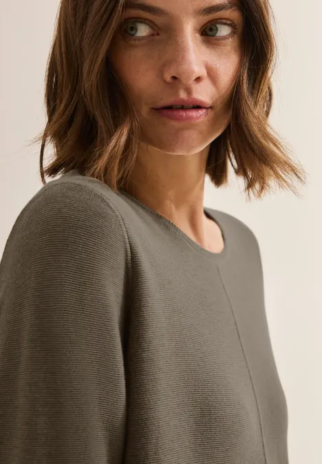 Trui met structuur smoky taupe melange