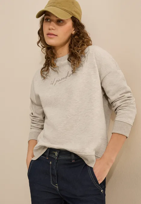 Sweatshirt mit Stickerei pearl beige mel.