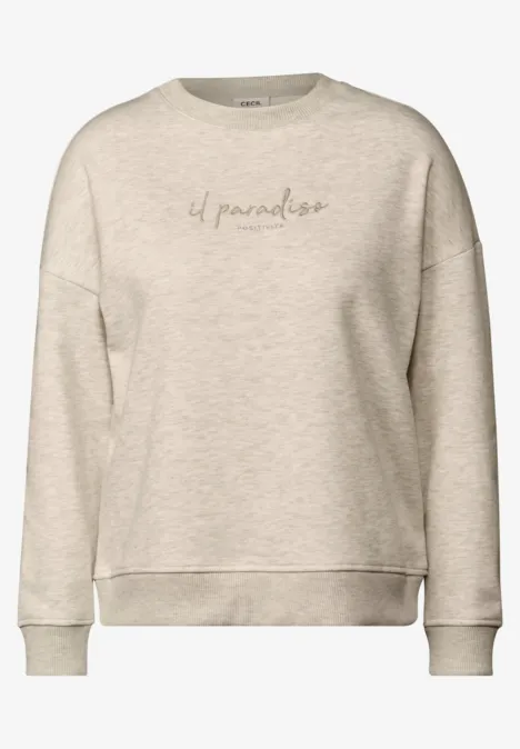 Sweatshirt mit Stickerei pearl beige mel.