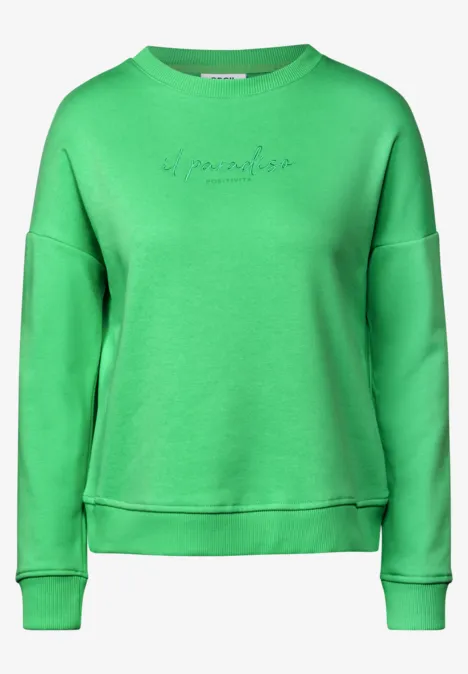 Sweater met borduursel iced neon green