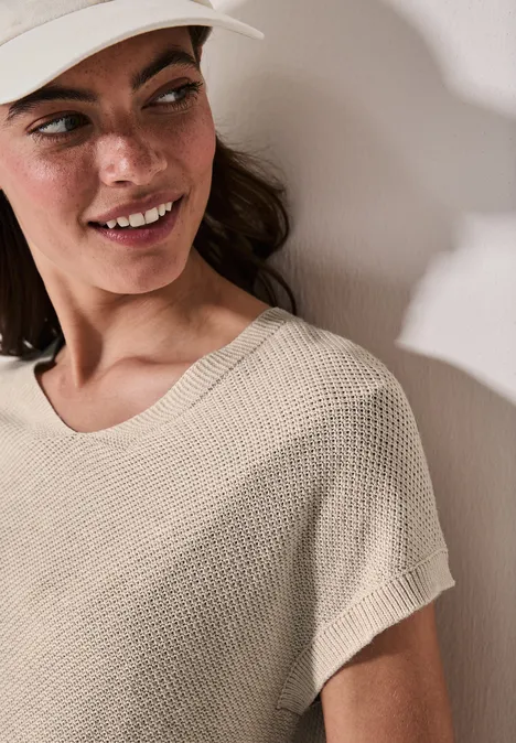 Ärmelloser Strukturpullover pearl beige melange Ärmelloser Strukturpullover pearl beige melange