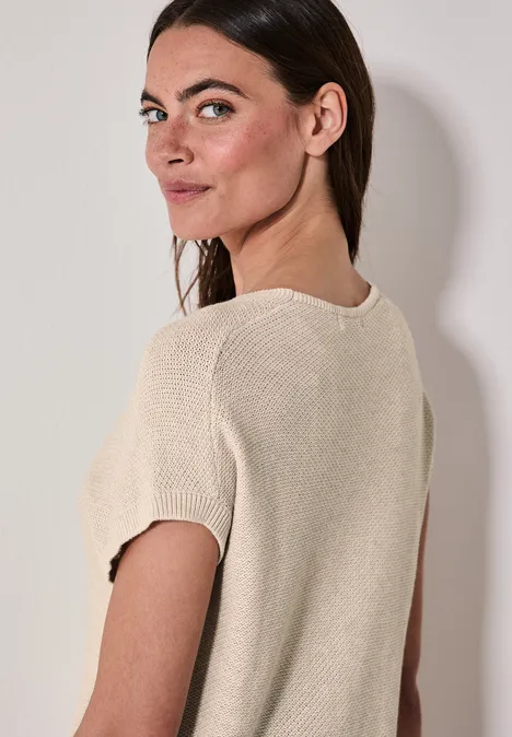 Ärmelloser Strukturpullover pearl beige melange Ärmelloser Strukturpullover pearl beige melange