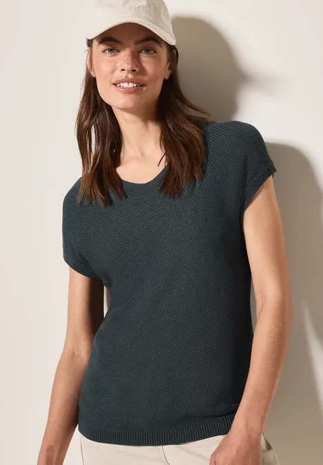 Ärmelloser Strukturpullover slate khaki