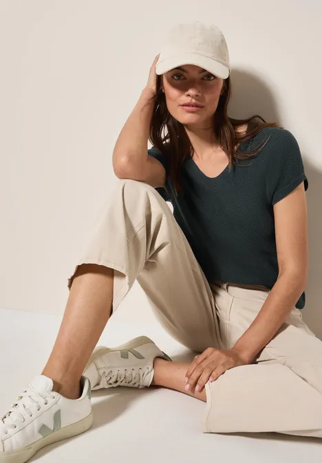 Ärmelloser Strukturpullover slate khaki