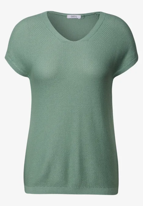 Ärmelloser Strukturpullover matcha green