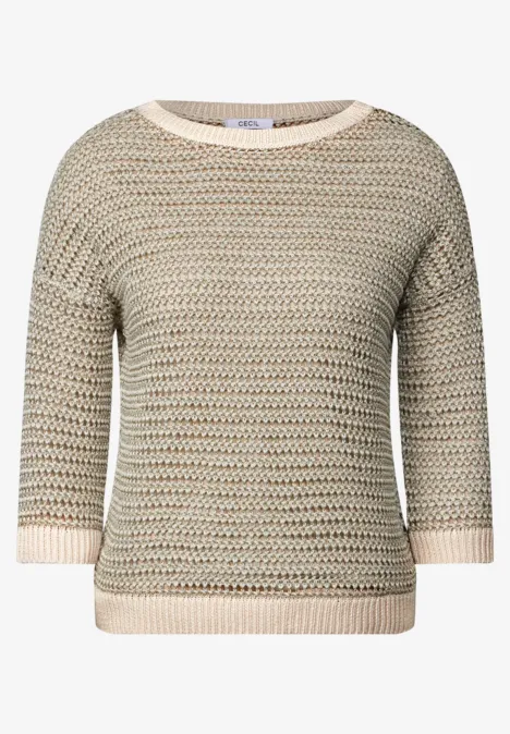 Glitzernder Strukturpullover pearl beige