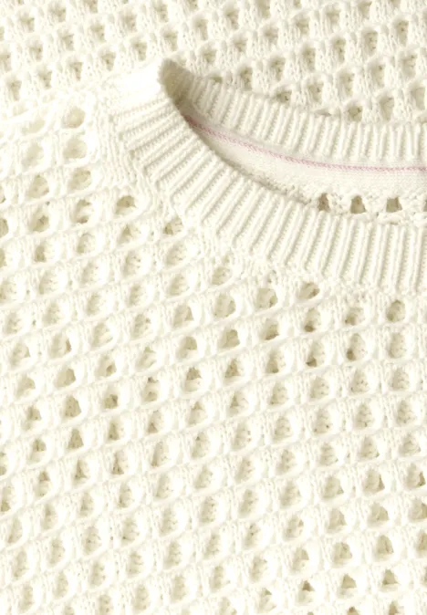 Pullover im Häkel-Optik vanilla white