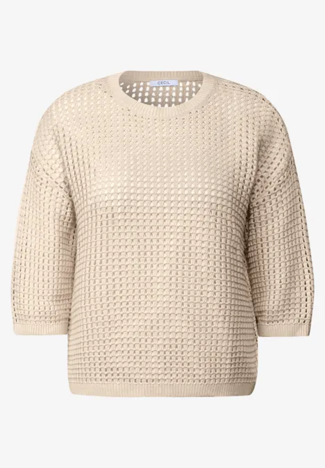 Pullover im Häkel-Optik pearl beige mel.