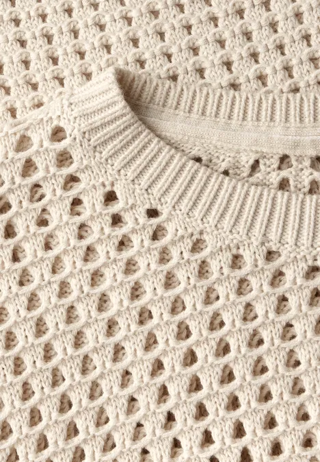 Pullover im Häkel-Optik pearl beige mel.