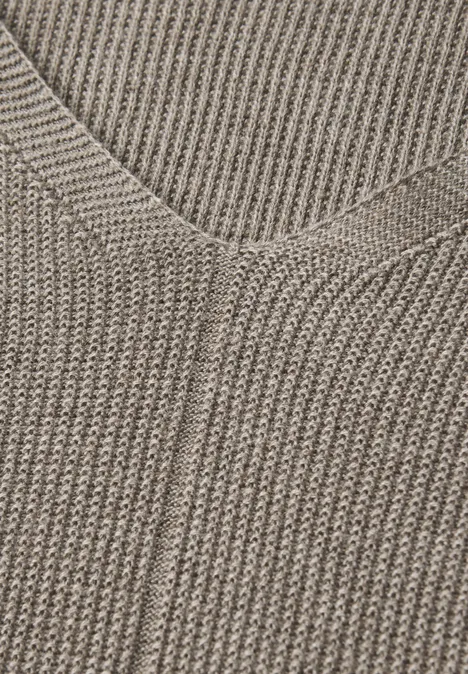 V-Neck Strickpullover toffee cream melange