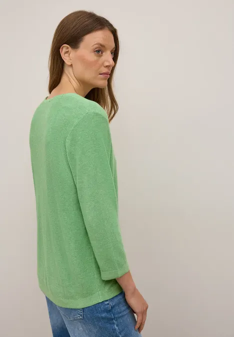 V-Neck Strickpullover fennel green melange