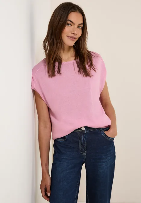 Leinen-Look Strickpullover cherry blossom pink